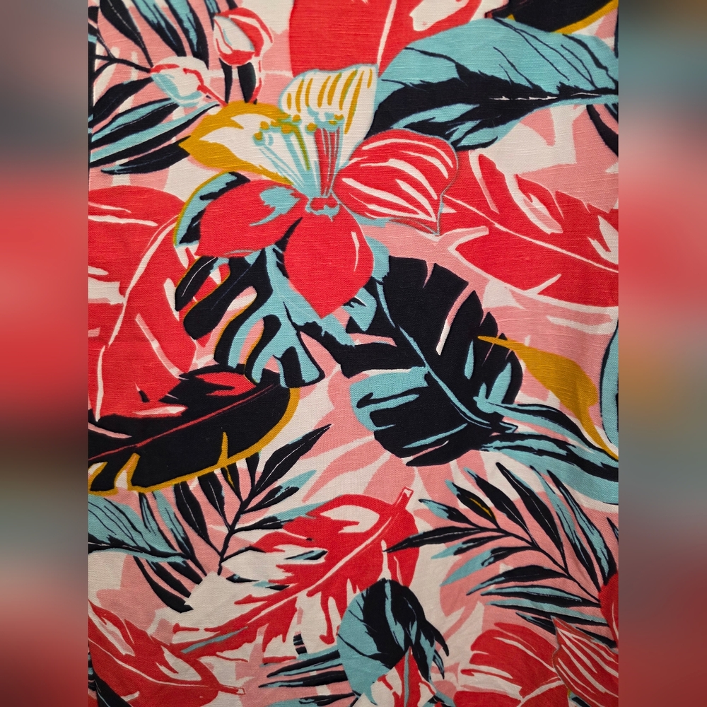 Jessica London Tropical Floral Linen Blend Maxi Dress 16W Vacation Resort - Picture 6 of 9